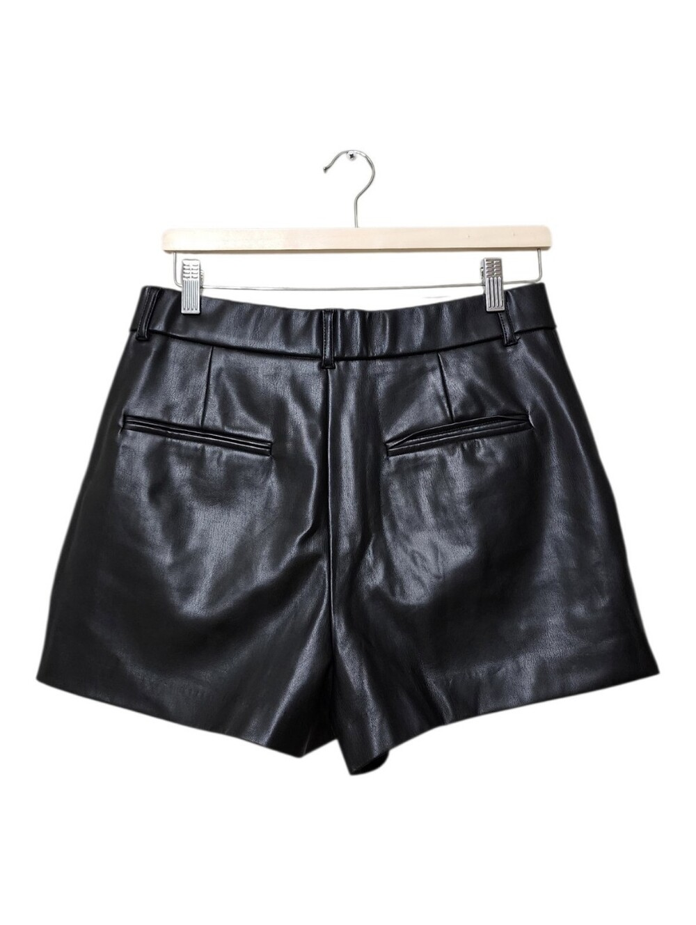Zara Black High-Waist Faux Leather Shorts Size L - Picture 6 of 12